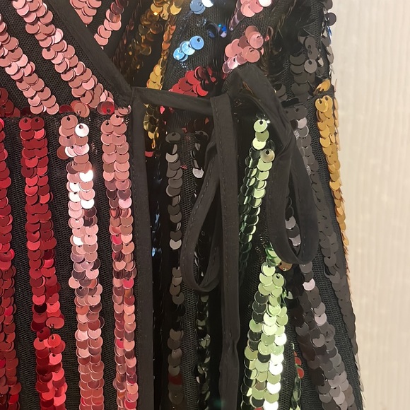 BCBG MaxAzria Sequin multi colored spaghetti strap dress - Picture 4 of 5